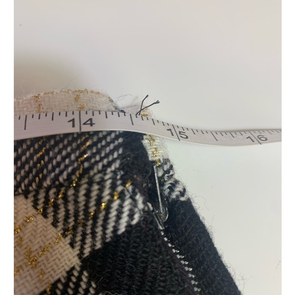 Vintage 70s Black White Check Plaid Maxi Skirt Handmade Tartan Medium Large - Picture 7 of 10